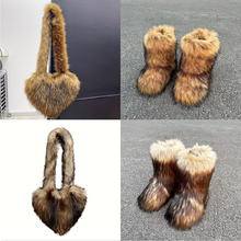 Load image into Gallery viewer, Hot selling solid color fur two-piece set(shoes and bags) HPSD325
