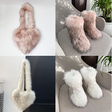 Load image into Gallery viewer, Hot selling solid color fur two-piece set(shoes and bags) HPSD325
