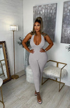 Load image into Gallery viewer, Ribbed suspender open back jumpsuit AY2831
