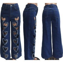 Load image into Gallery viewer, Fashion  hollowed out embroidered heart-shaped straight leg pants AY3632
