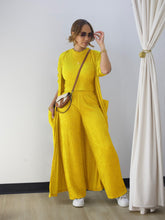 Load image into Gallery viewer, Fashion long sleeved jacket sleeveless vest wide leg pants three piece set AY3606
