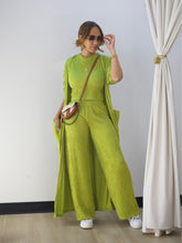 Load image into Gallery viewer, Fashion long sleeved jacket sleeveless vest wide leg pants three piece set AY3606
