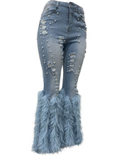 Load image into Gallery viewer, Fashionable nail bead plush jeans AY3614
