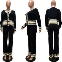 Load image into Gallery viewer, Fashion Knitted Cardigan Stripe Splicing Casual Set (3-Piece Set) AY3602
