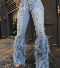 Load image into Gallery viewer, Fashionable nail bead plush jeans AY3614
