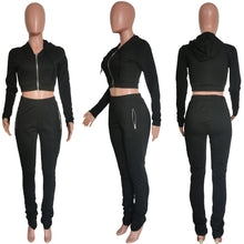 Load image into Gallery viewer, Fashion hooded long sleeved stacked pants two-piece set AY3626
