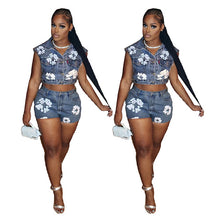 Load image into Gallery viewer, Cross-border fashion printed elastic skirt set AY3468
