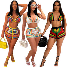 Load image into Gallery viewer, Woven color-blocked beach shorts set AY3515
