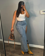 Load image into Gallery viewer, Sexy high-slit stretch denim skirt AY3491
