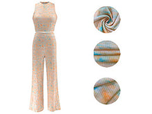 Load image into Gallery viewer, Printed wide leg pants two-piece set AY3580
