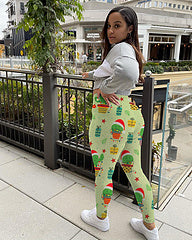 Christmas print sexy tight pants AY3290