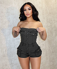 Strapless elastic jumpsuit shorts AY3469