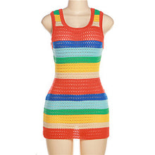 Load image into Gallery viewer, Sexy hollow out knitted contrasting color dress AY3456
