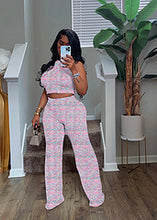 Load image into Gallery viewer, Printed wide leg pants two-piece set AY3580
