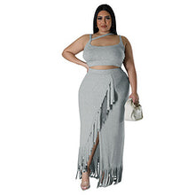 Load image into Gallery viewer, Oversized women&#39;s tassel irregular sleeveless skirt set AY3470
