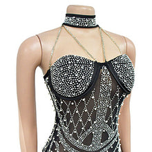 Load image into Gallery viewer, Solid color mesh hot diamond sleeveless shorts jumpsuit AY3506
