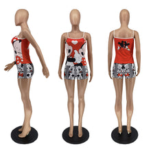 Load image into Gallery viewer, Graphic Print Suspender Shorts Set（AY2244）
