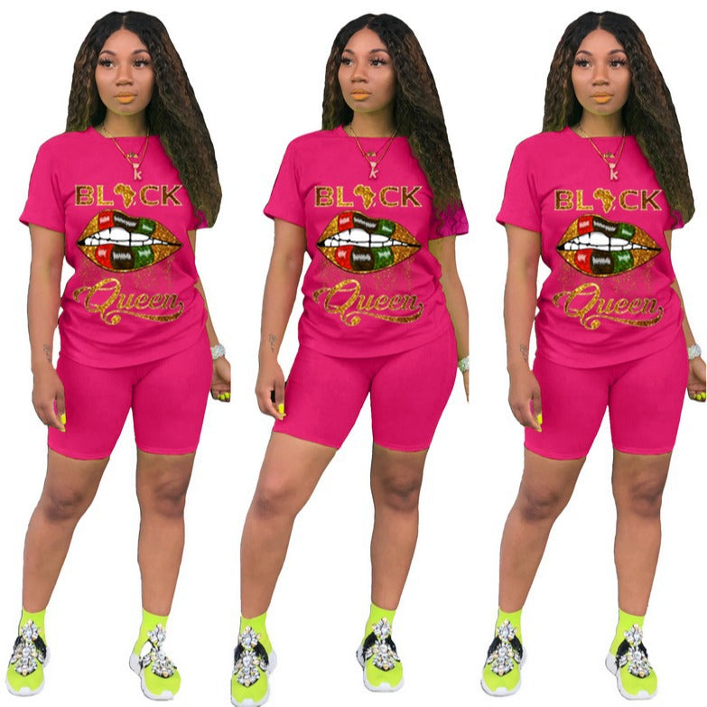 Fashion Lips Queen Short Sleeve Set (AY1062)