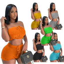 Load image into Gallery viewer, Casual knitted bra shorts two-piece set AY2714
