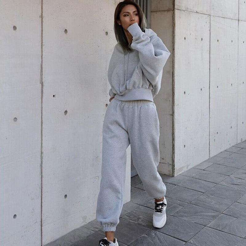 Solid Color Hoodie Two Piece Set（AY2364）