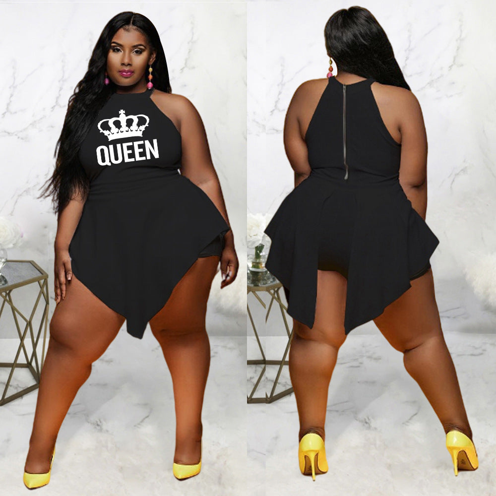 Plus size Irregular Crown Sleeveless Jumpsuit（AY1777）