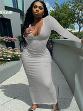 Load image into Gallery viewer, Deep V-neck Slim Sexy Long Sleeve Long Dress（AY1257）
