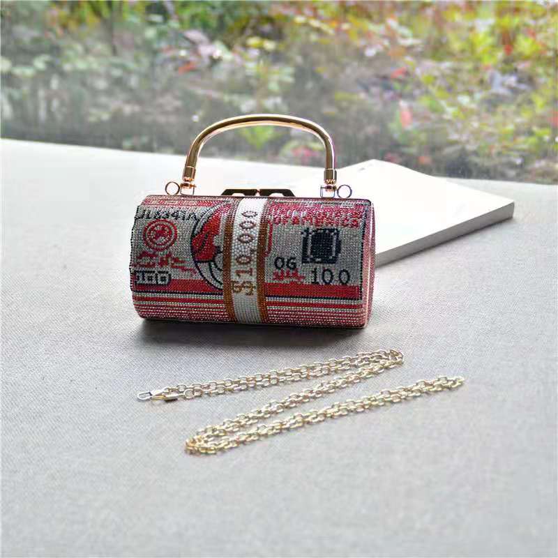 Diamond-studded dollar cylinder bag AB2002