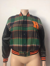 Load image into Gallery viewer, Contrast Thread PU Splice Bomber Coat(AY2530)
