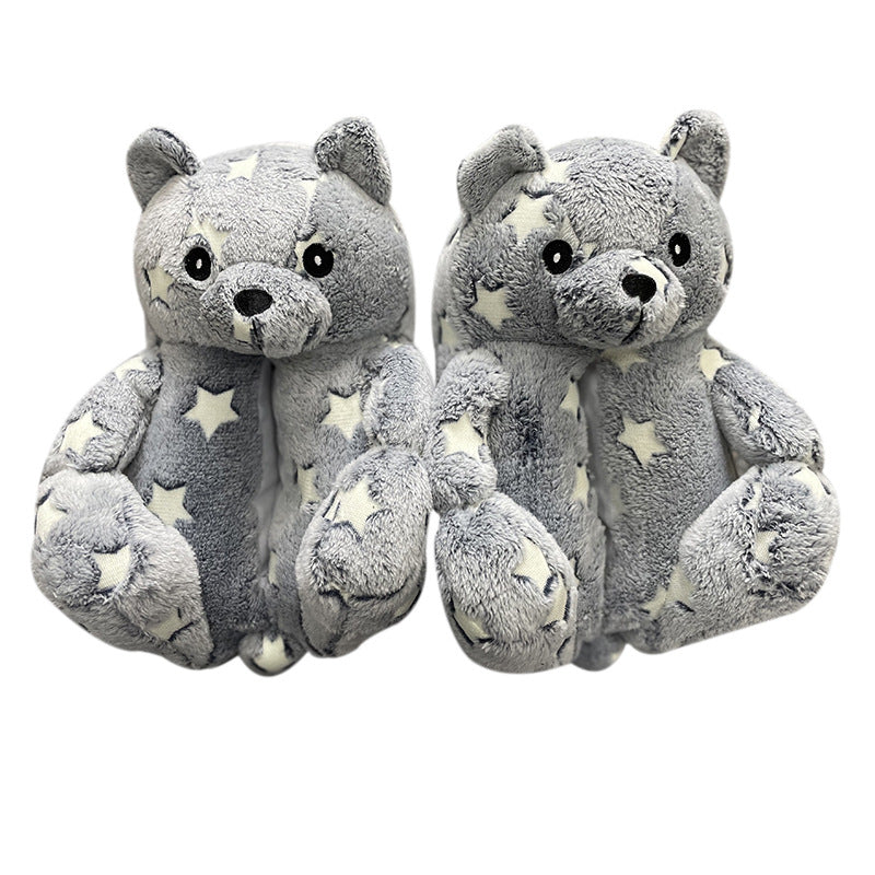 New style teddy bear plush cotton slippers HPSD108